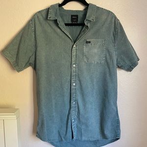 RVCA Men’s Large “Slim Fit” Distressed Green Button Up